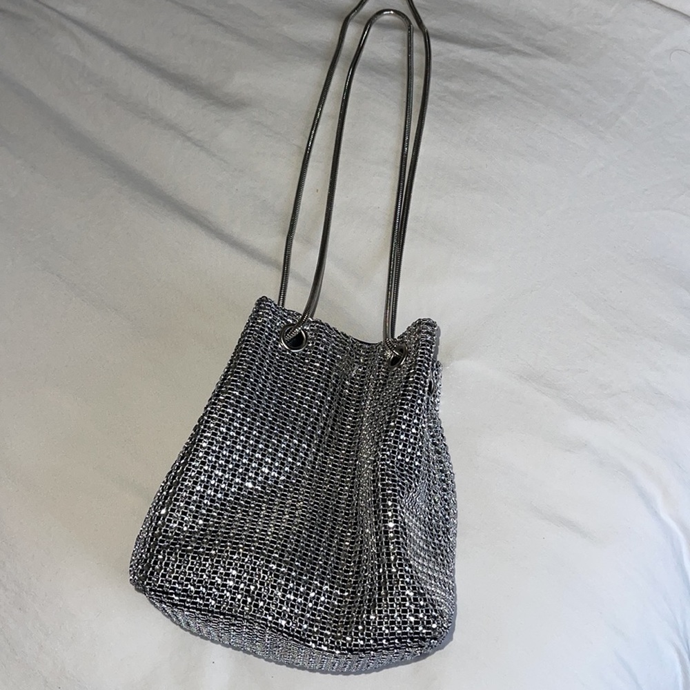 Sparkly silver going out mini bag
